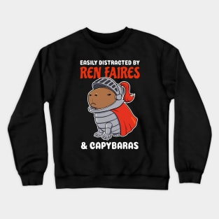 Easily Distracted by Ren Faires and Capybaras Cartoon Crewneck Sweatshirt